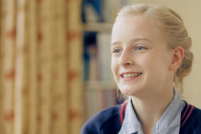 School girl giving an interview