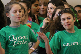 School girls in a hall